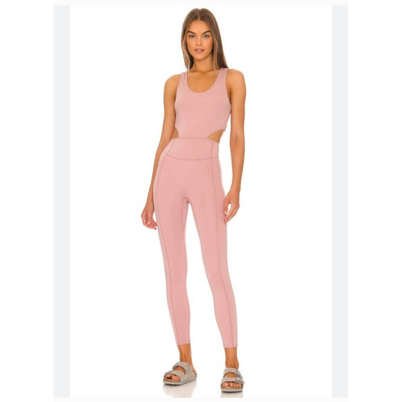 New Free People FP MOVEMENT Back It Up One-sie $98 LARGE Peach LEOTARD - Picture 2 of 8